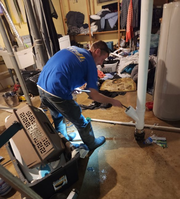 Mark Kephart on an emergency drain job in Springfield, OH